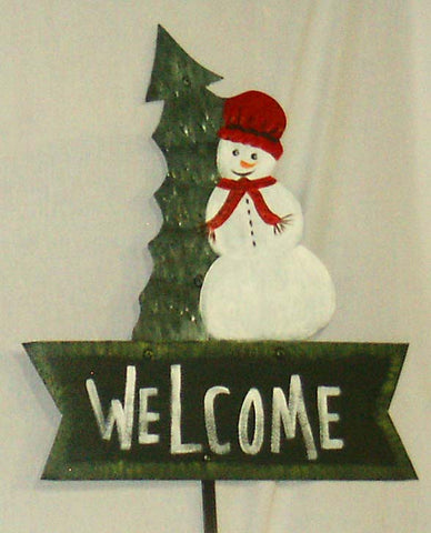 Welcome Snowman stake