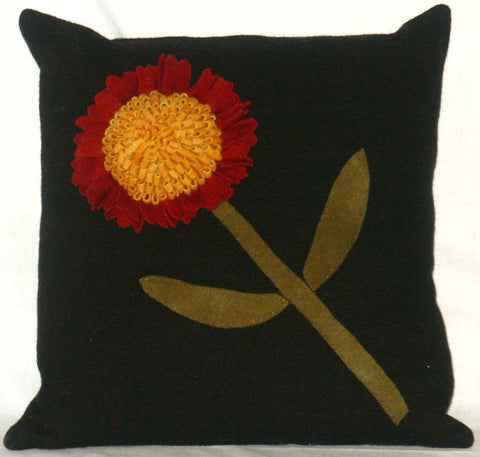 Black Flower Pillow